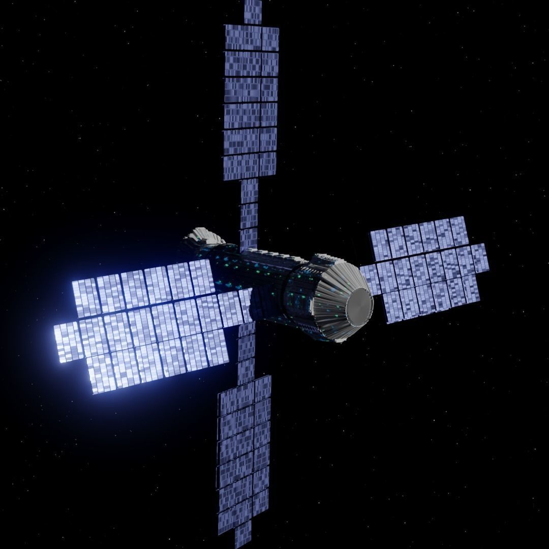Ice planet with satellite 3D model_3