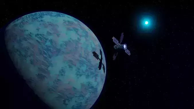 Ice planet with satellite 3D model