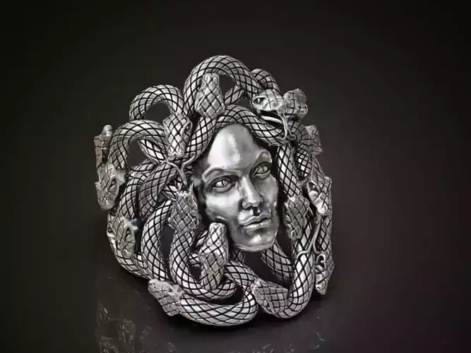 Medusa Gorgon head ring for women 3D print model