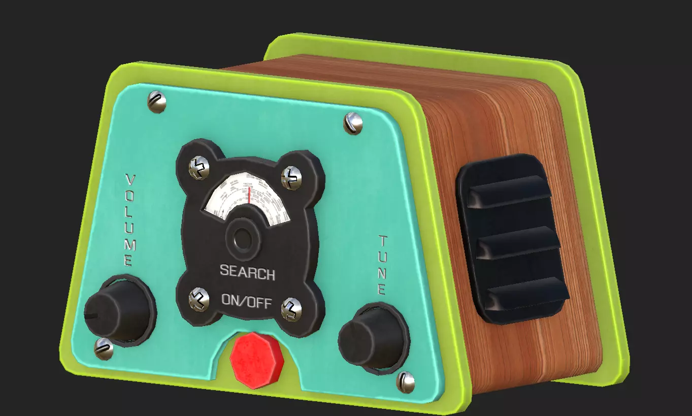 Radio wooden toy with buttons and knobs Free low-poly 3D model