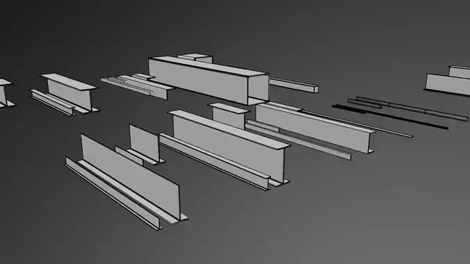Steel Beams Modular Kit  4K Weathered Steel PBR Texture 