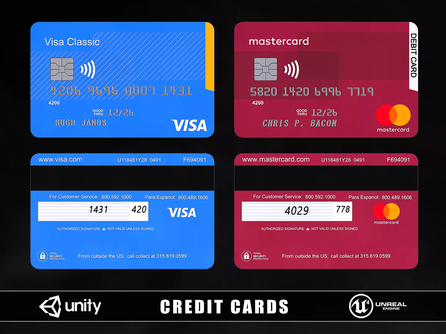 Credit Cards Low-poly 3D model