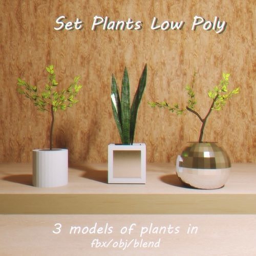 Plants set - Low Poly Low-poly 3D model