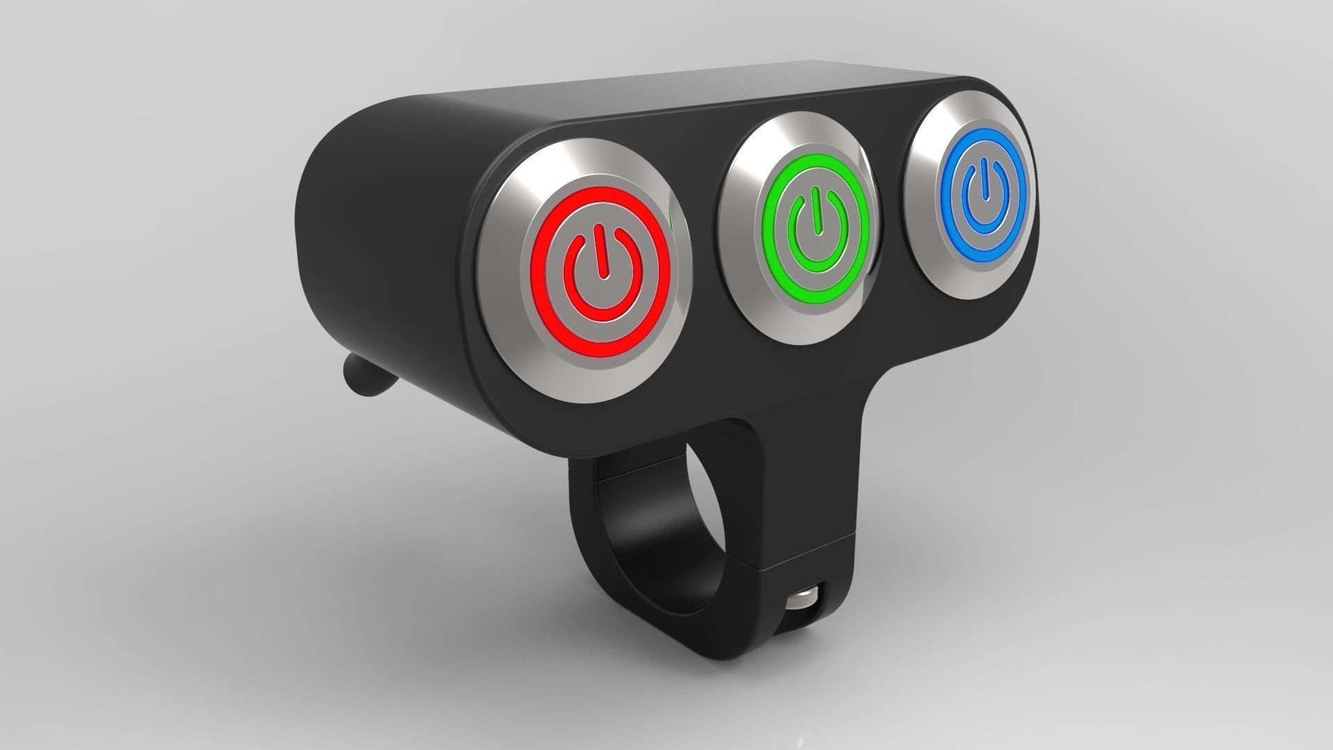 Triple button LED switch for a motorcycle handlebar 22 mm 3D print model