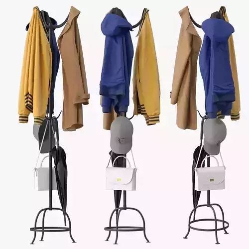Cast Metal Standing Coat Rack 3D model