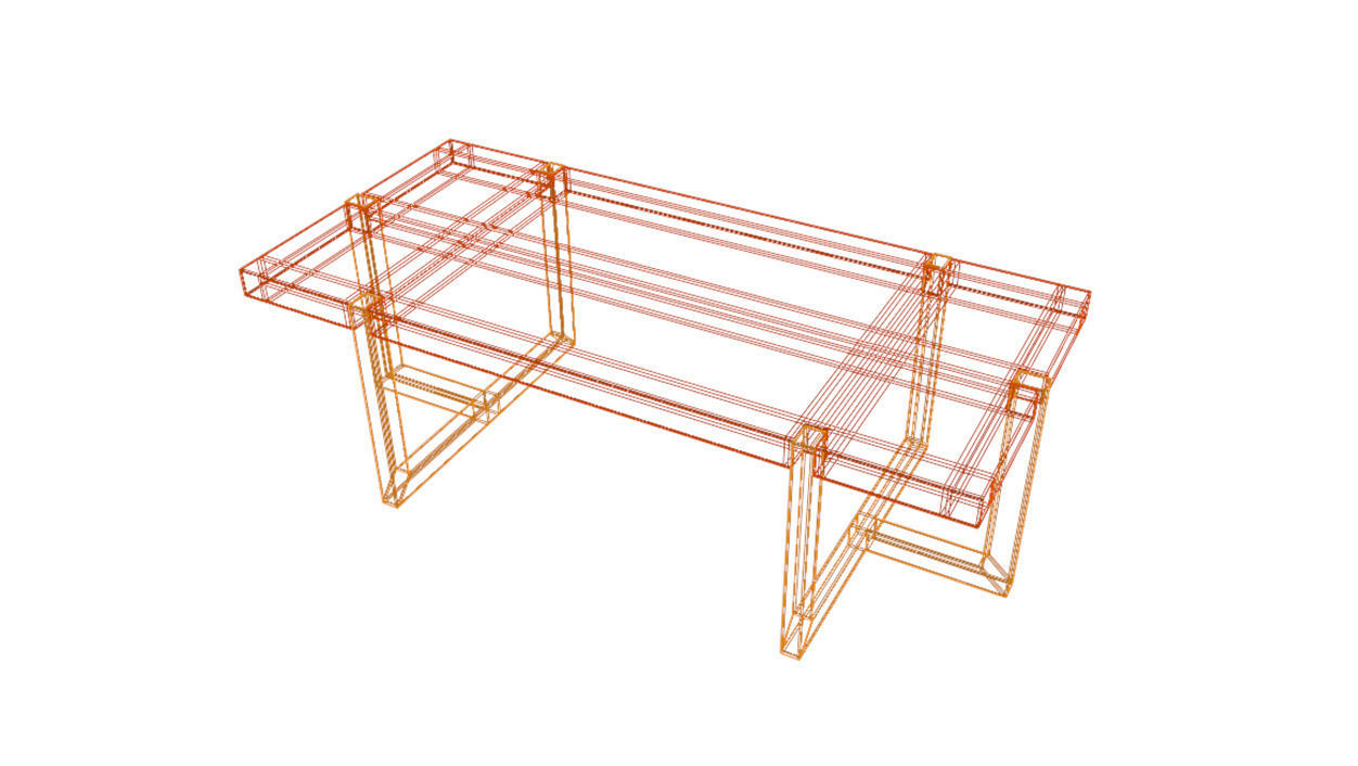 Wooden table with metal legs Low-poly 3D model_16