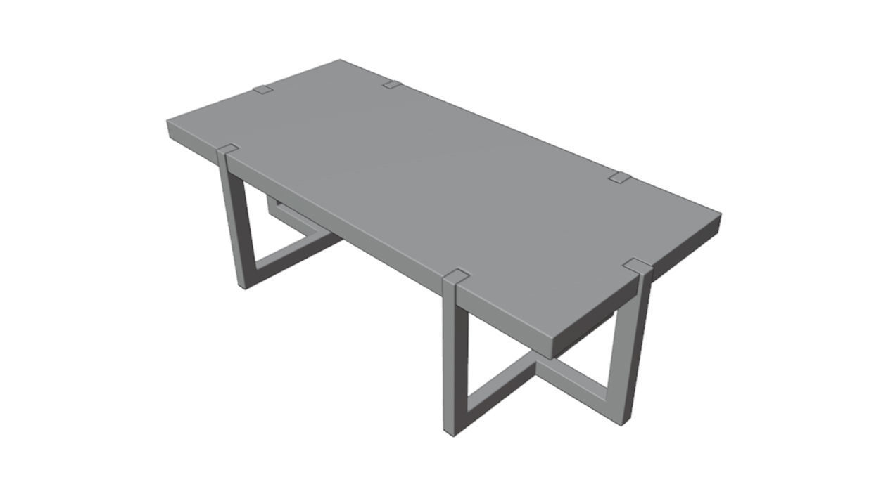 Wooden table with metal legs Low-poly 3D model_12