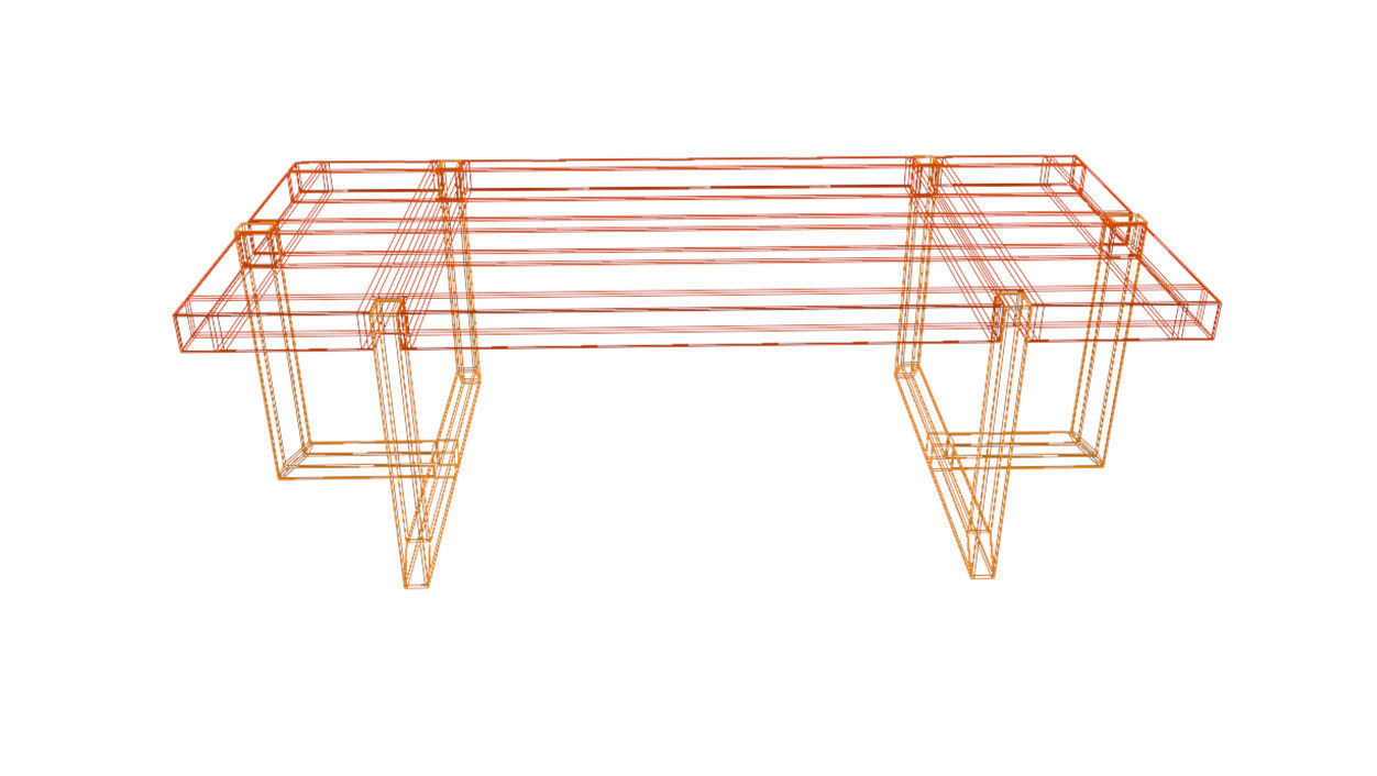 Wooden table with metal legs Low-poly 3D model_15