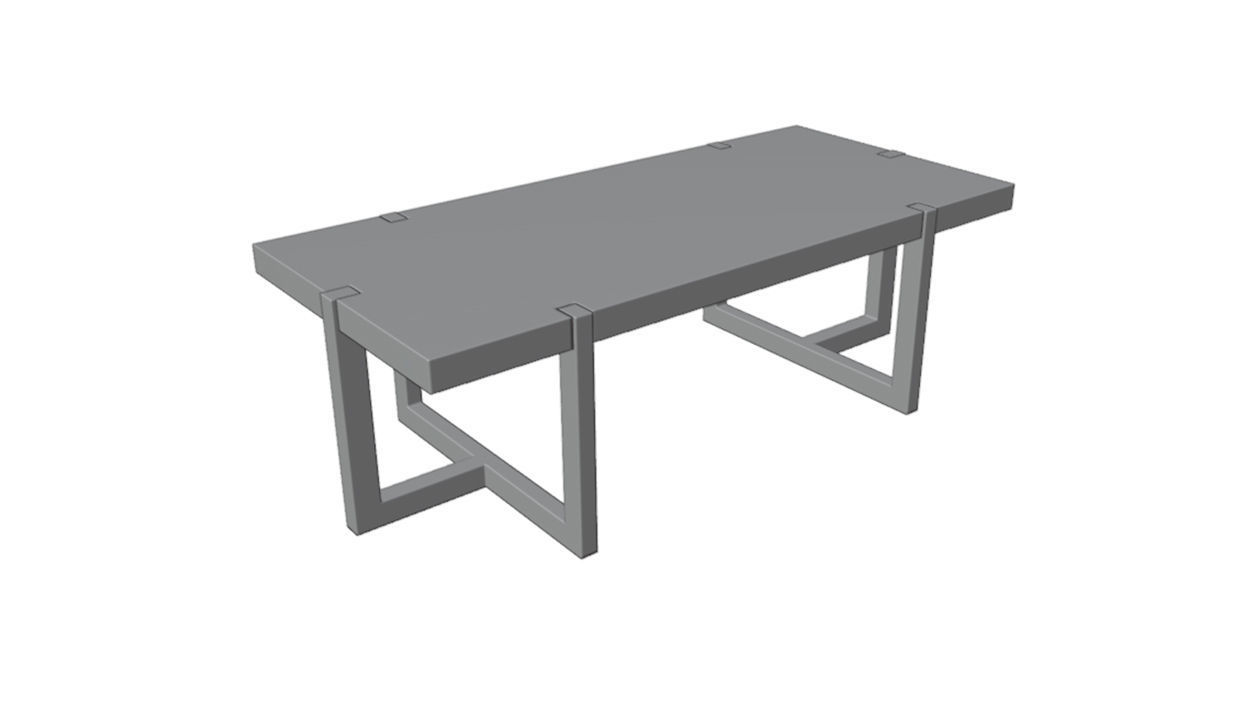 Wooden table with metal legs Low-poly 3D model_11