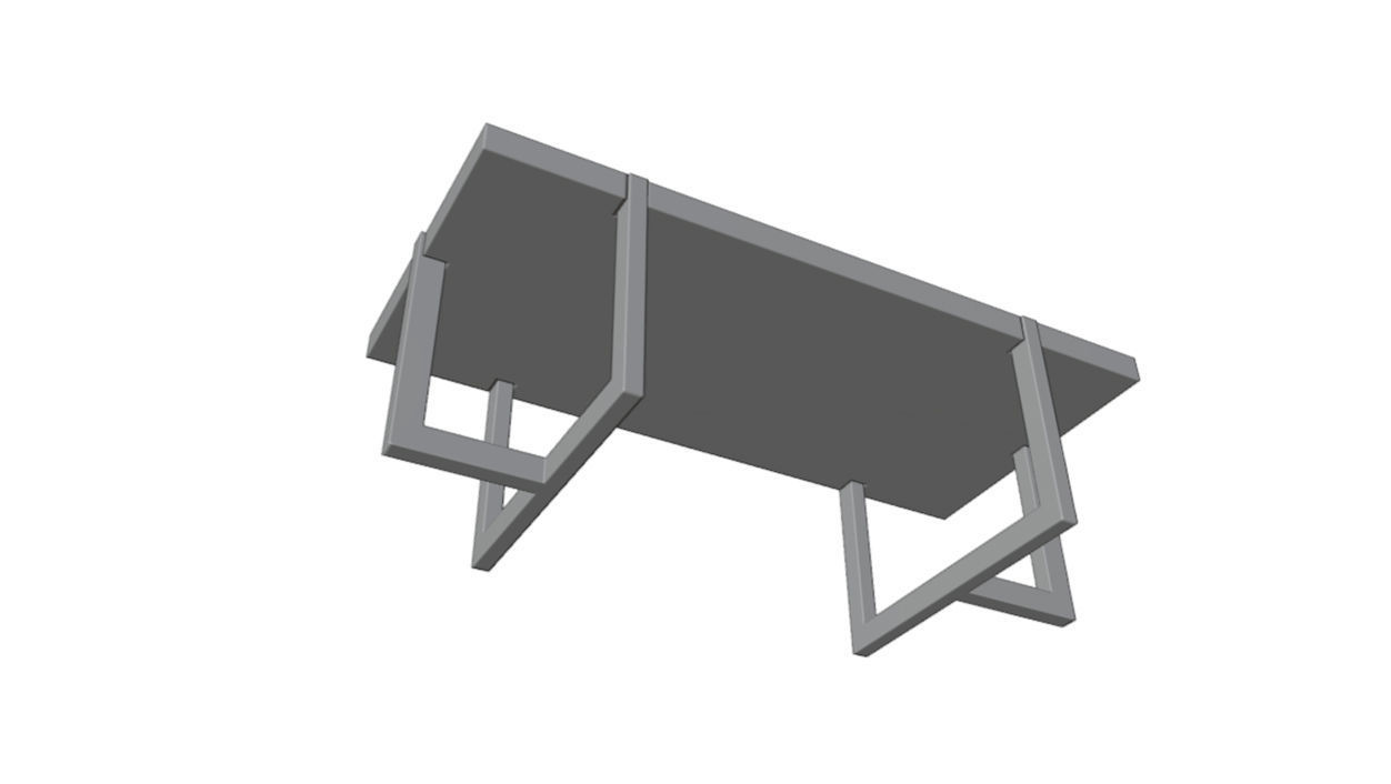 Wooden table with metal legs Low-poly 3D model_14