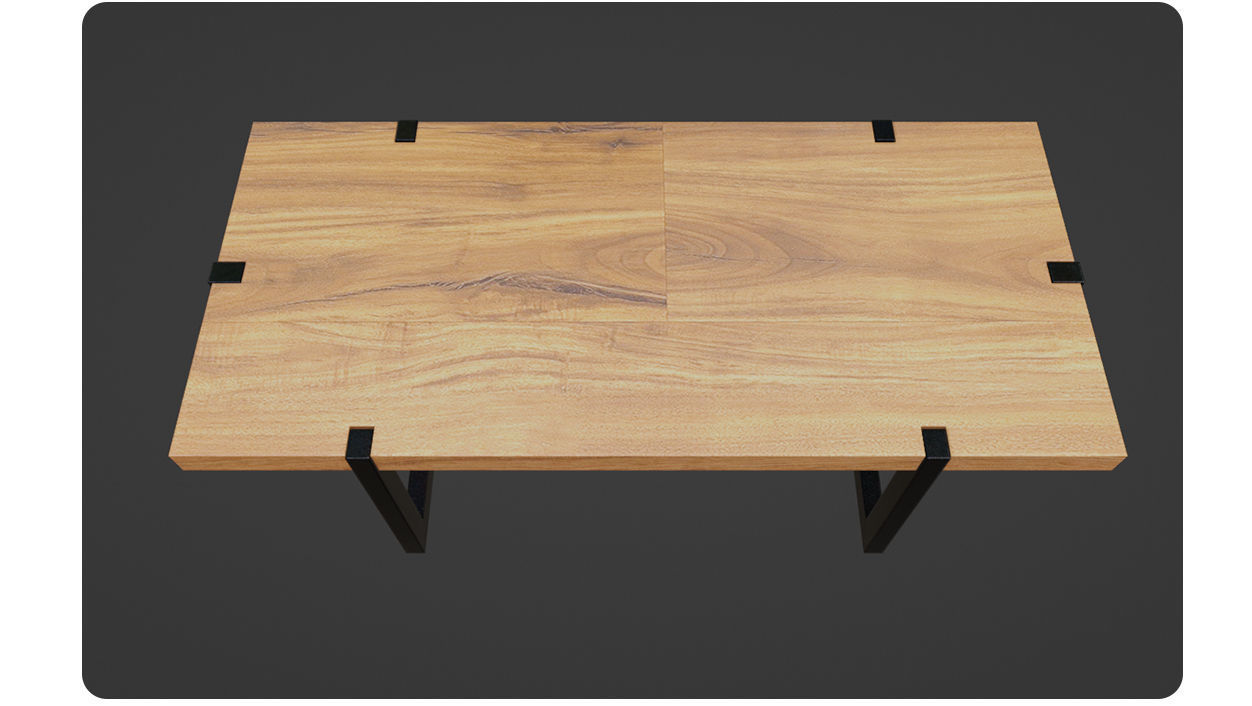 Wooden table with metal legs Low-poly 3D model_6