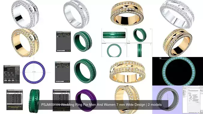  PSJM001V4-Wedding Ring For Men And Women 7 mm Wide Design 3D Model Collection