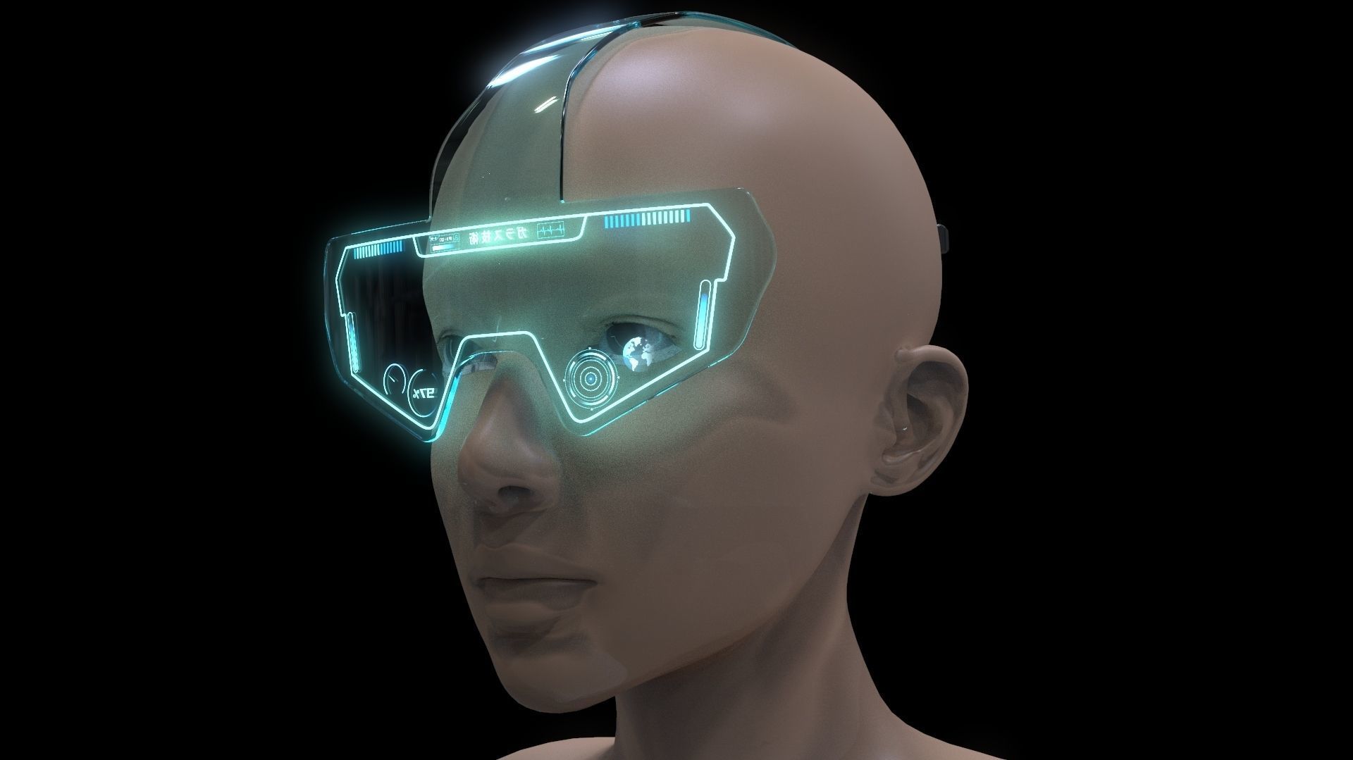 Sci Fi Helmet Goggles Glasses 3D model_7