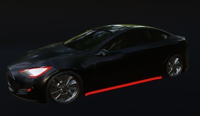 tesla with red lights Free 3D model