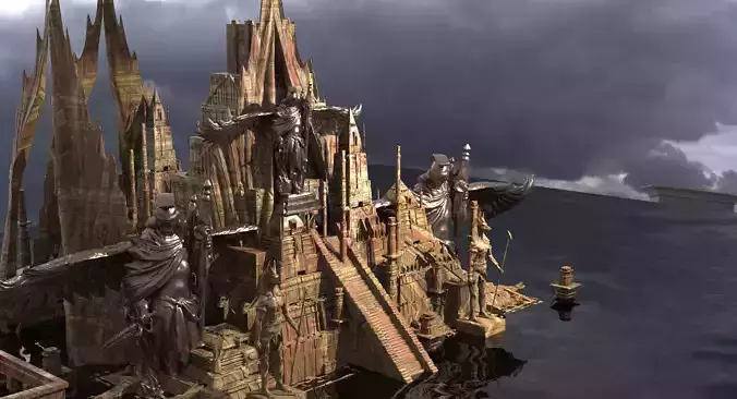 Winged Pyramid City Angel Temples Kit bash