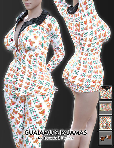 Pajamas for Genesis 3 Female Free 3D model