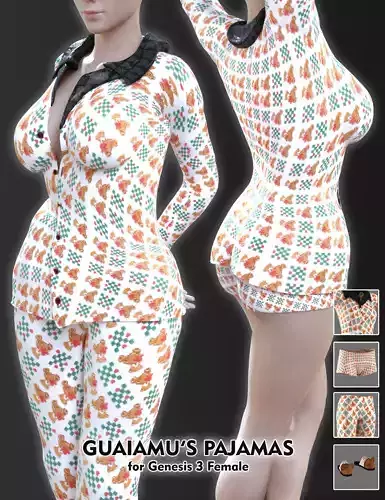 Pajamas for Genesis 3 Female Free 3D model