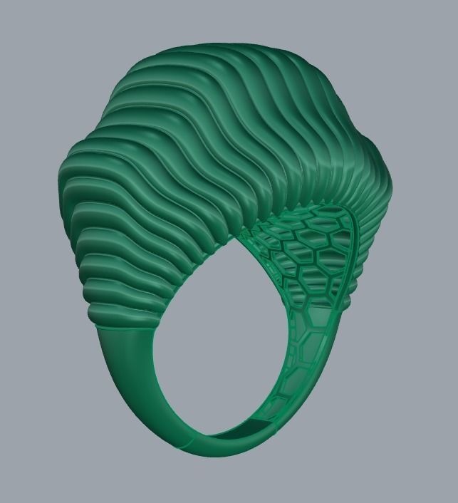 SEA WAVE PLAIN FUSION RING-R02- 3D print model_2