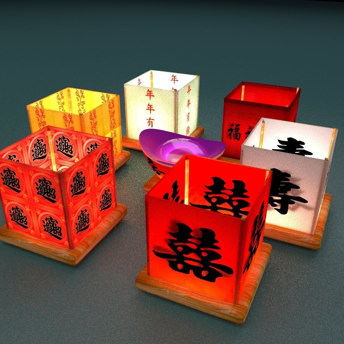 Chinese water lanterns 3D model_3