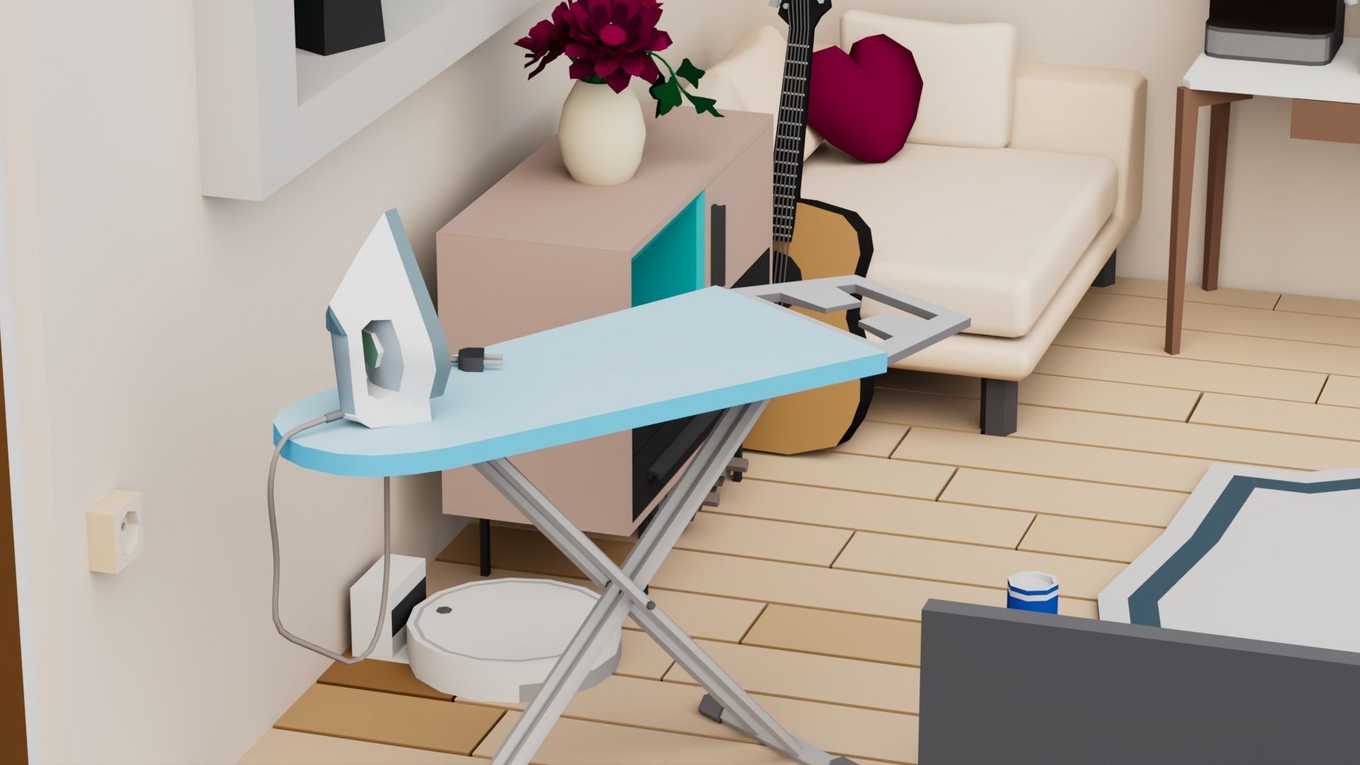 30 Low poly Rooms Interiors 1000 plus unique Objects Low-poly 3D model_56