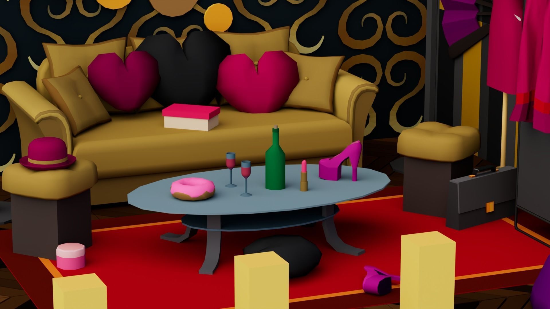 30 Low poly Rooms Interiors 1000 plus unique Objects Low-poly 3D model_48