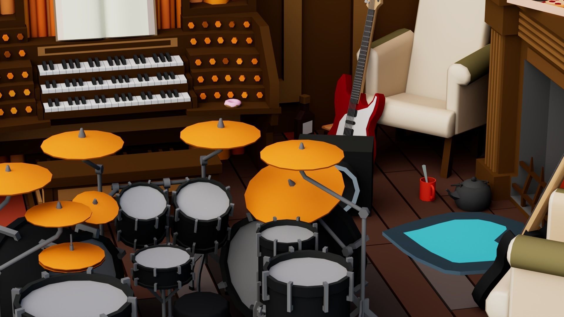 30 Low poly Rooms Interiors 1000 plus unique Objects Low-poly 3D model_58