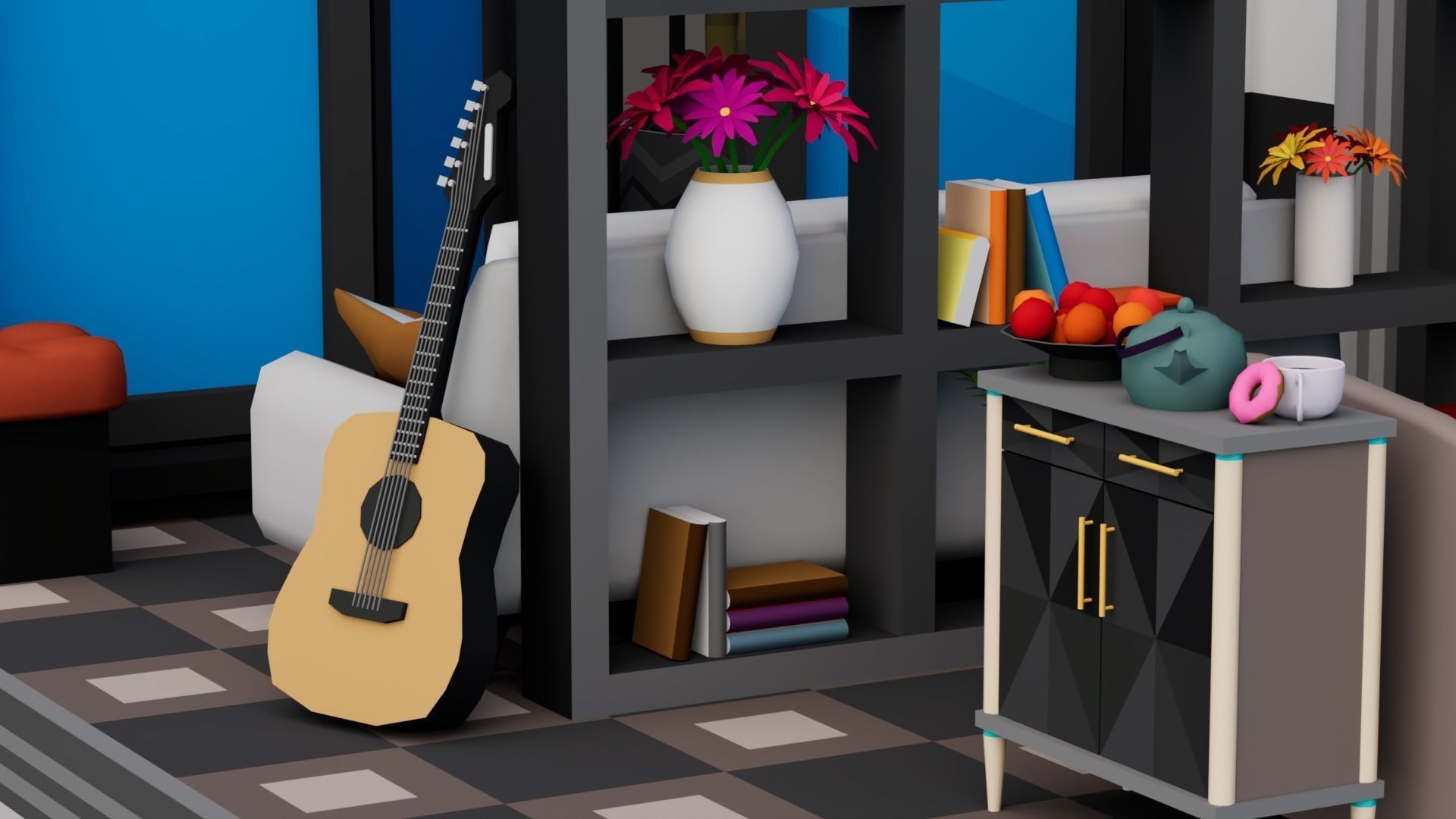 30 Low poly Rooms Interiors 1000 plus unique Objects Low-poly 3D model_35