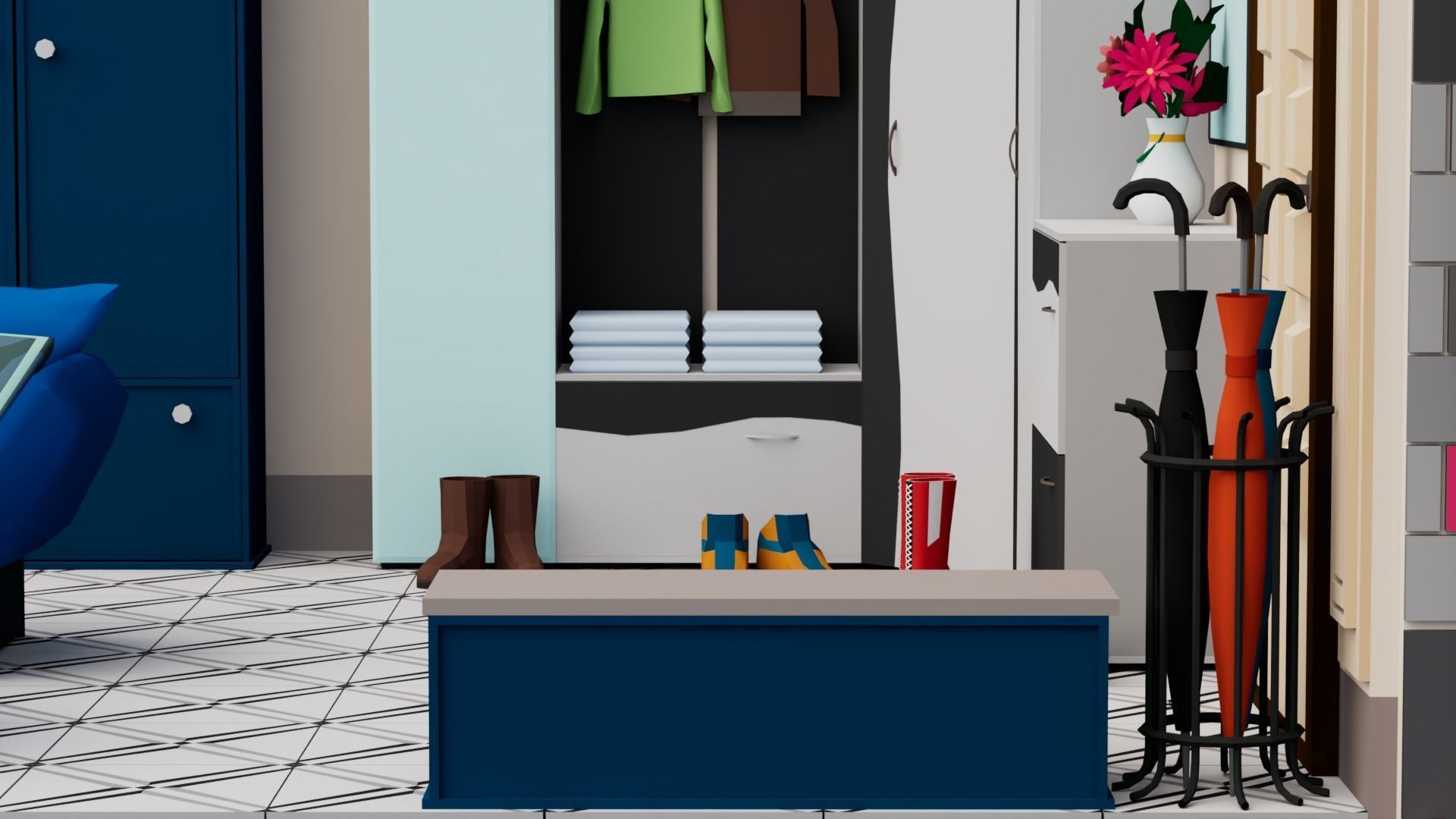 30 Low poly Rooms Interiors 1000 plus unique Objects Low-poly 3D model_37