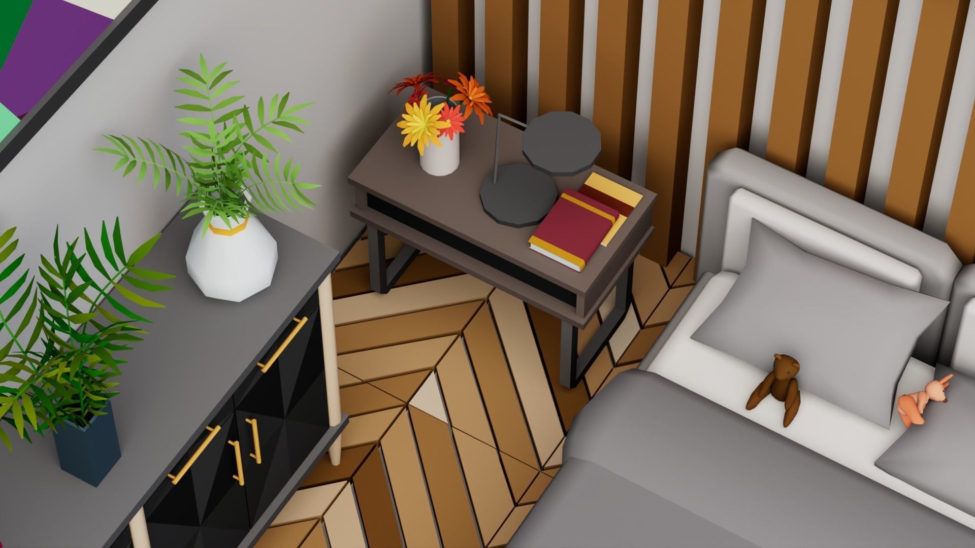 30 Low poly Rooms Interiors 1000 plus unique Objects Low-poly 3D model_46