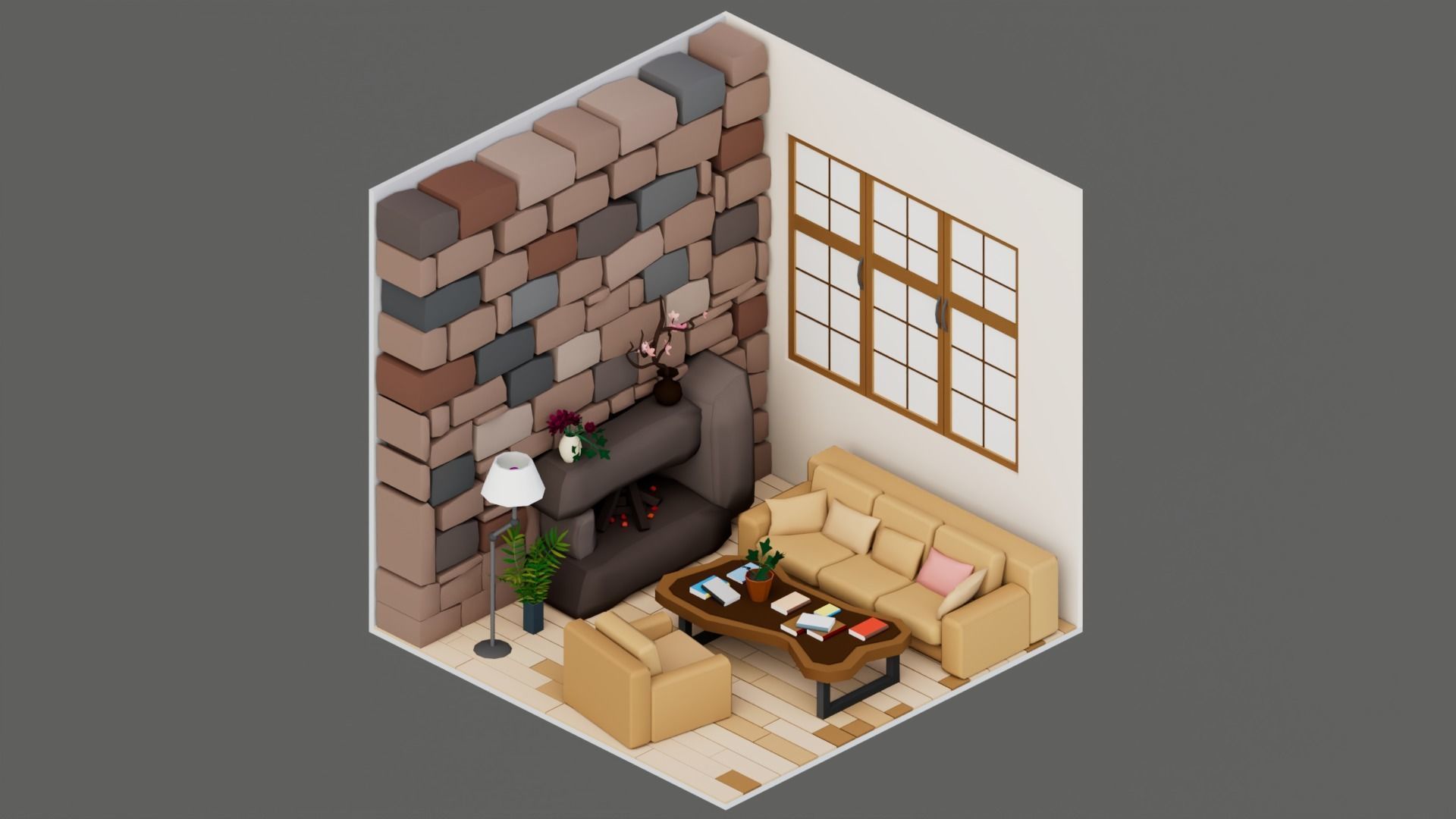 30 Low poly Rooms Interiors 1000 plus unique Objects Low-poly 3D model_24