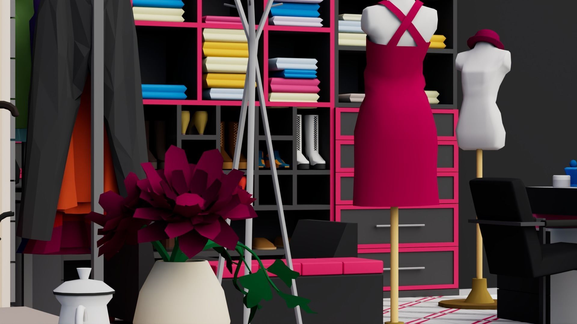 30 Low poly Rooms Interiors 1000 plus unique Objects Low-poly 3D model_38