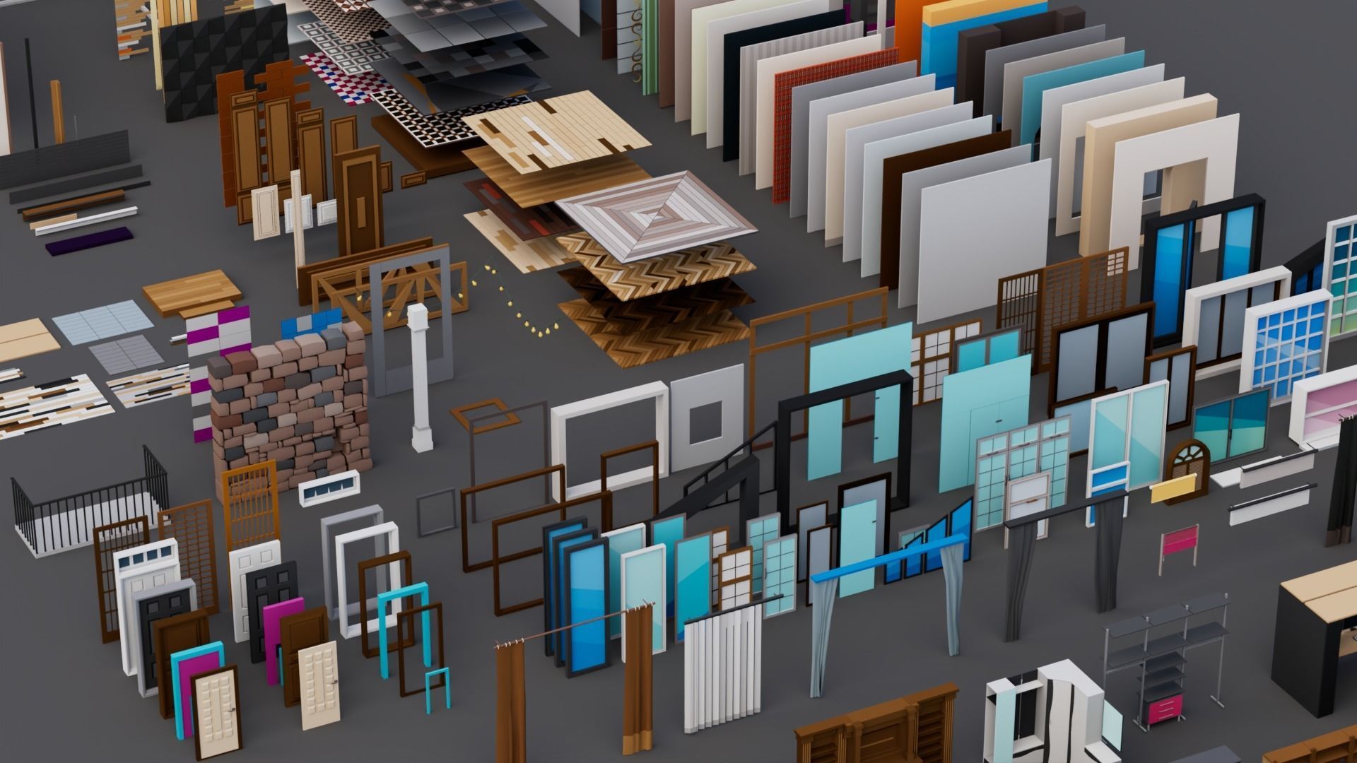 30 Low poly Rooms Interiors 1000 plus unique Objects Low-poly 3D model_9