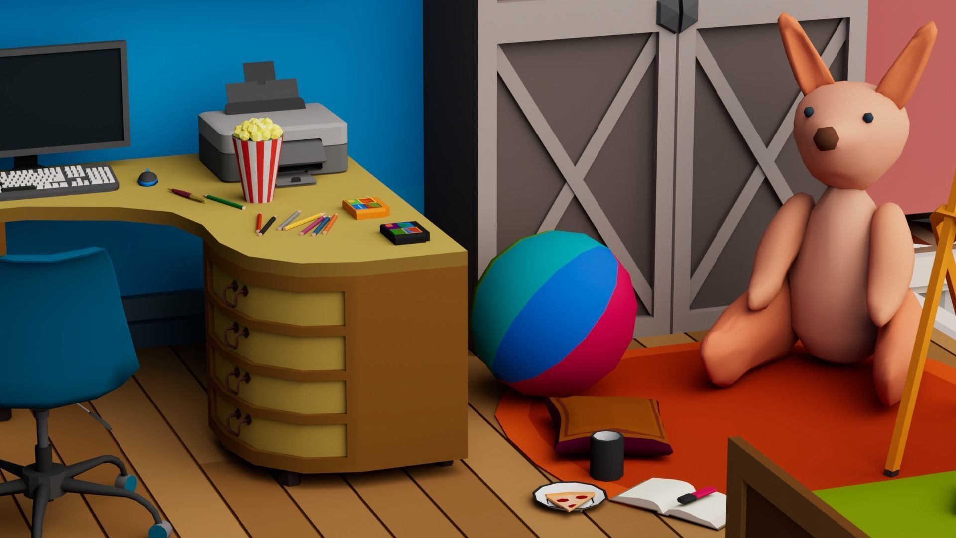 30 Low poly Rooms Interiors 1000 plus unique Objects Low-poly 3D model_49