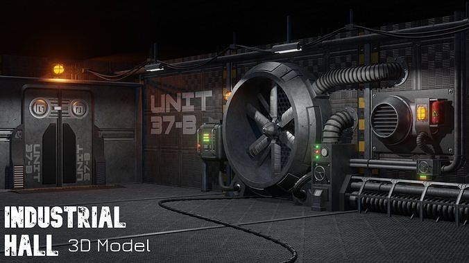 Isometric Industrial-scifi hall 3D model