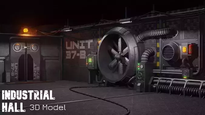 Isometric Industrial-scifi hall 3D model