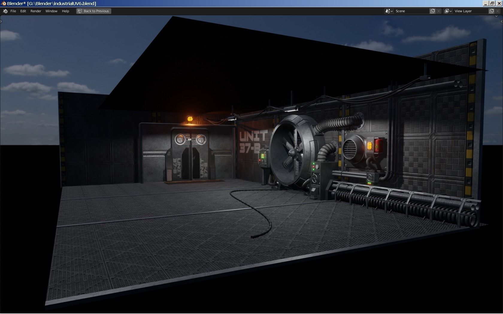 Isometric Industrial-scifi hall 3D model_4