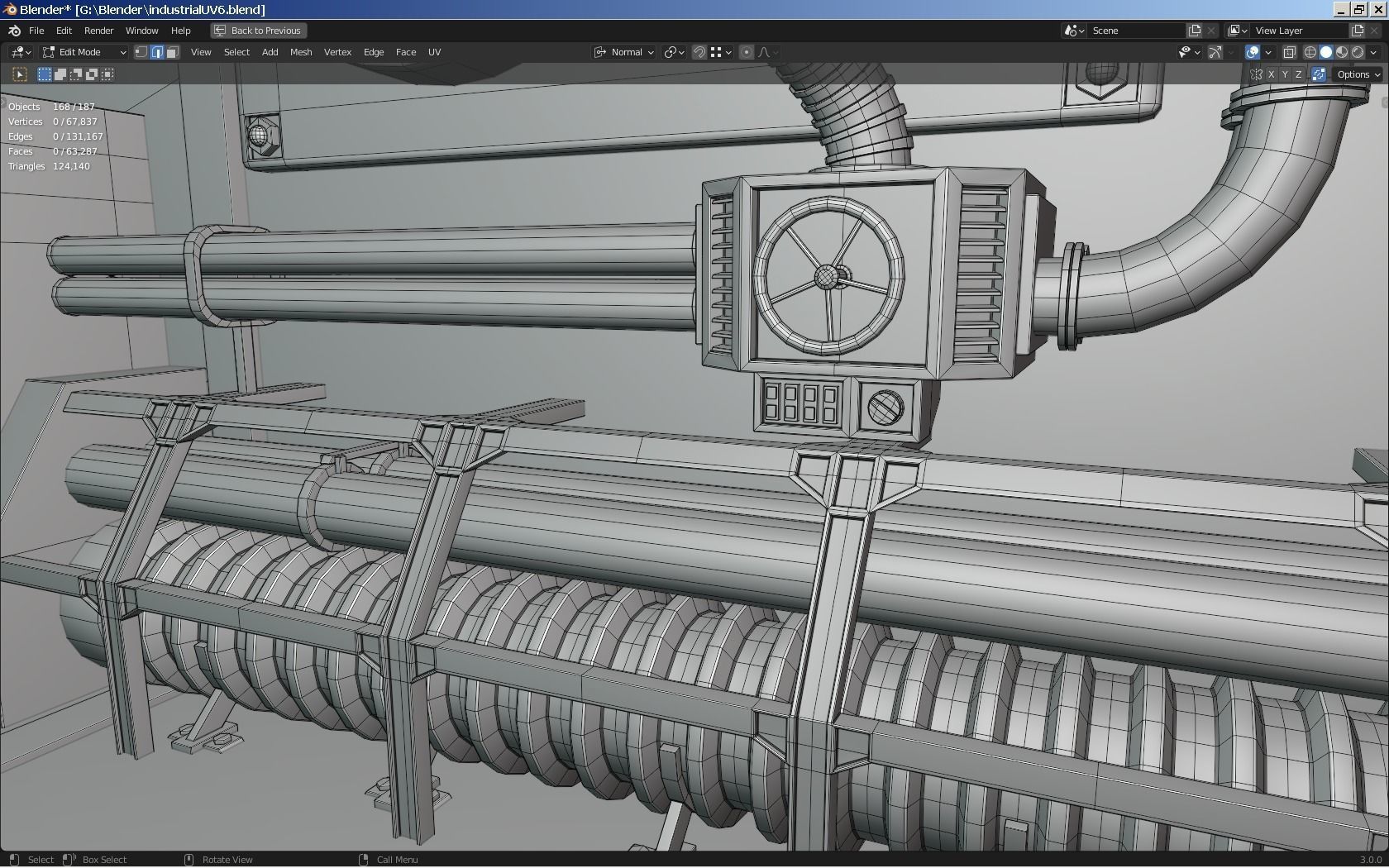 Isometric Industrial-scifi hall 3D model_7