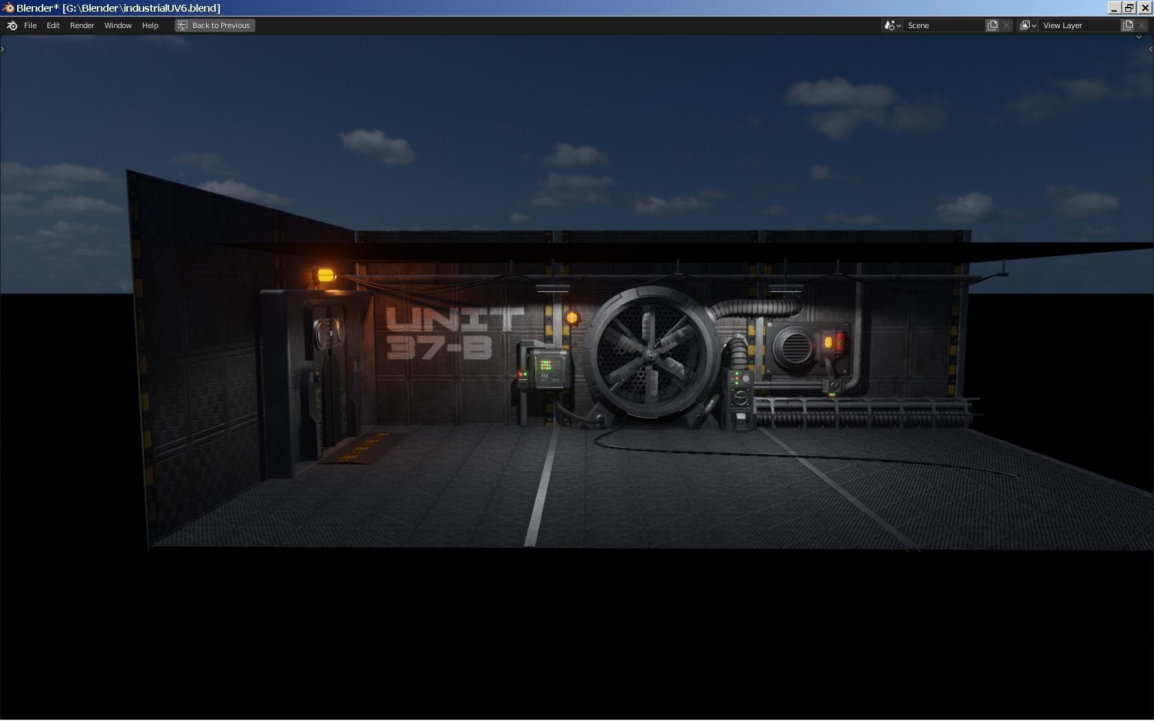 Isometric Industrial-scifi hall 3D model_3