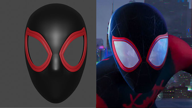 Spider-man Miles Morales Spider-Verse mask faceshell 3D model