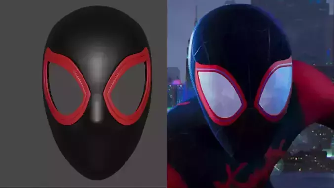 Spider-man Miles Morales Spider-Verse mask faceshell 3D model