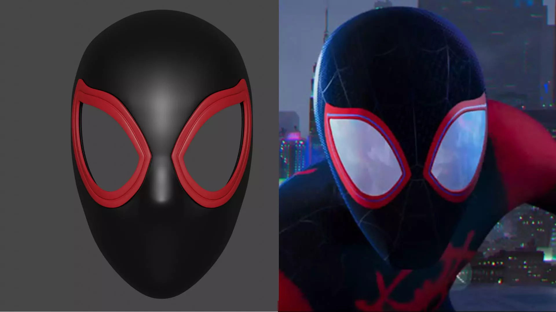 Spider-man Miles Morales Spider-Verse mask faceshell 3D model_0