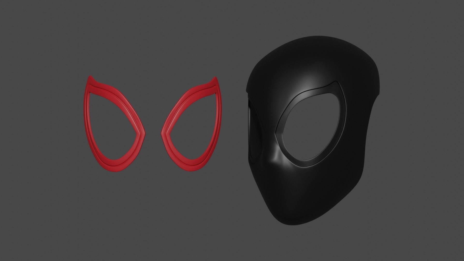 Spider-man Miles Morales Spider-Verse mask faceshell 3D model_3