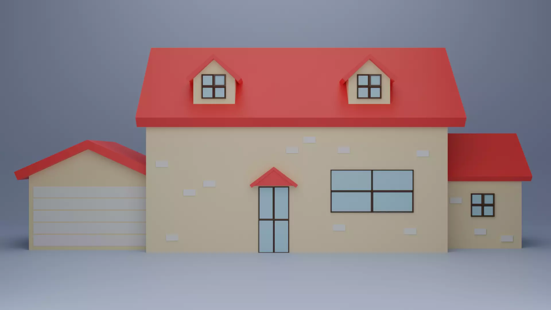 Cartoon House Low-poly 3D model_0