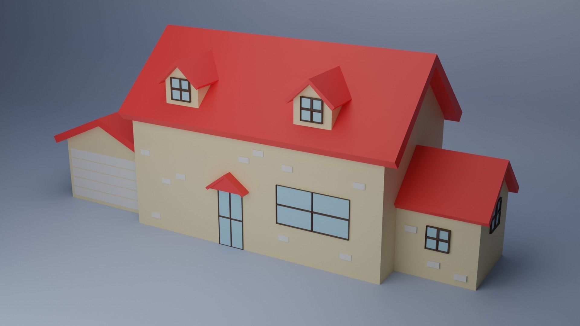 Cartoon House Low-poly 3D model_1