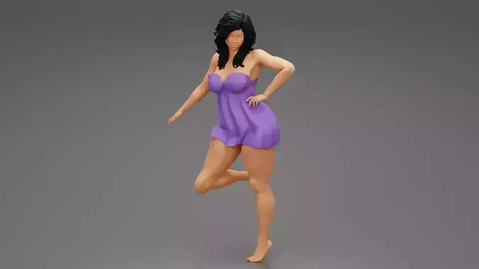 Young Girl with suit is standing leaning on a chair