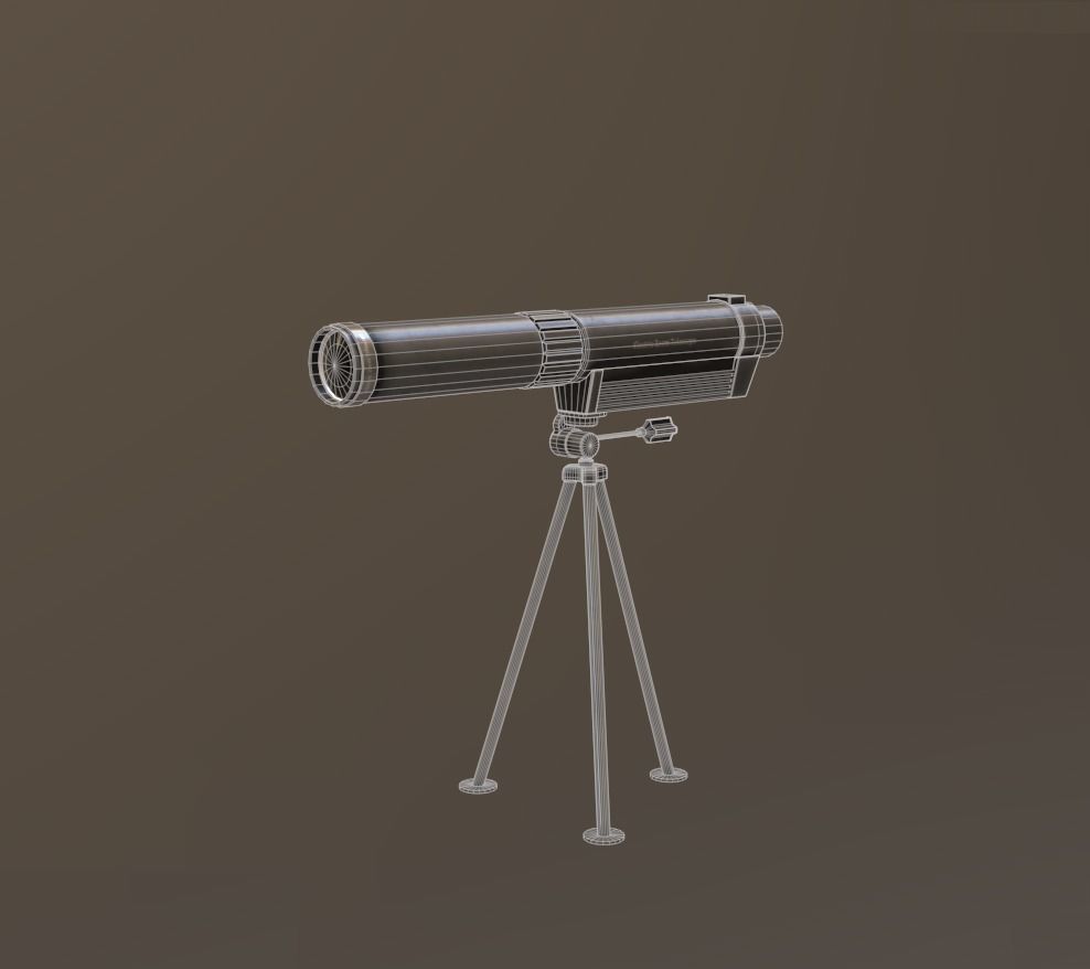Telescope on tripod Low-poly 3D model_9
