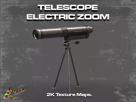 Telescope on tripod Low-poly 3D model_0