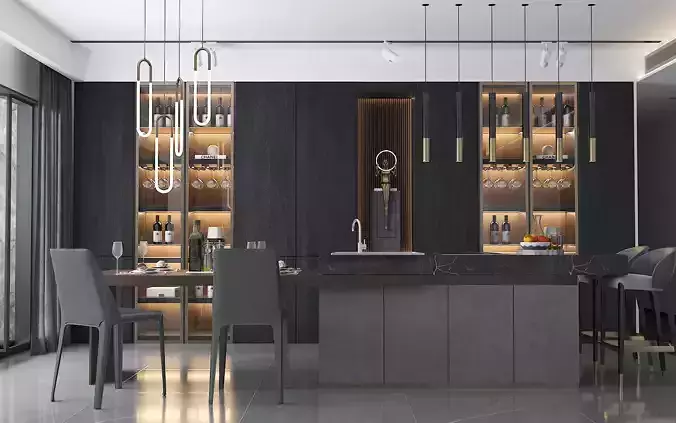 modern kitchen with island 