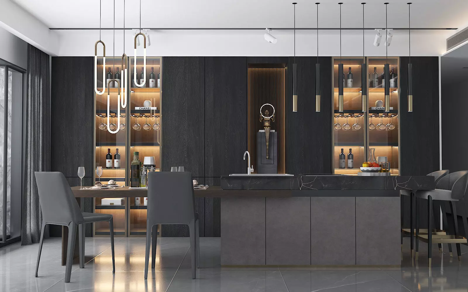 modern kitchen with island  3D model_0