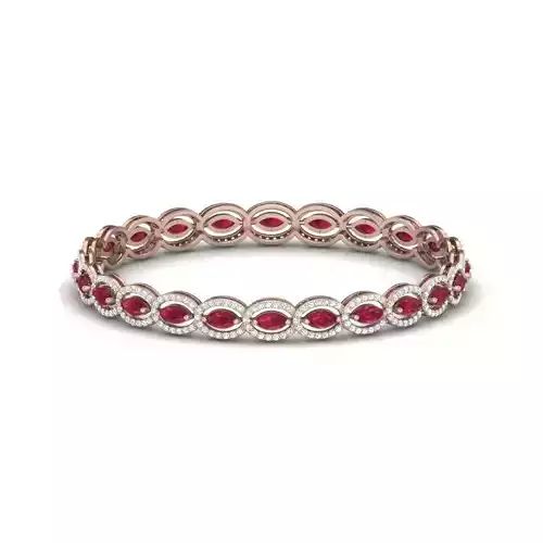 bracelet oval ruby and diamond bangle 3D print model